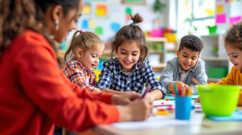 Siswa aktif belajar di kelas yang penuh semangat.